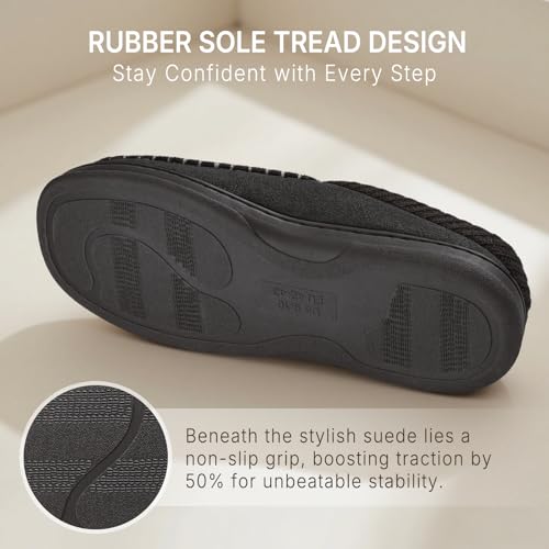 ATHMILE Slippers for Men Memory Foam Indoor Outdoor Moccasin House Shoes Slip-on Comfy Knit Slippers for Bedroom Home4