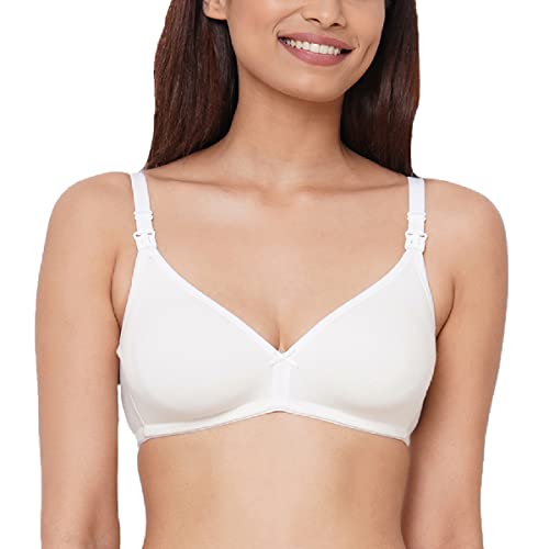 Image of Inner Sense Organic Cotton Bamboo Nursing Bra for Women I High Coverage Feeding Bra with Lace Detailing on Neckline I Non Padded Maternity Wear with Wirefree Design