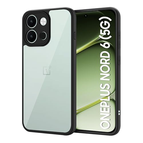 Image of CEDO Backcover for OnePlus Nord 6 (5G) | Camera Protection Bump Shockproof Edge | Ultra Hybrid Transparent Acrylic Clear TPU+PC Hard Backcase Cover (Black)