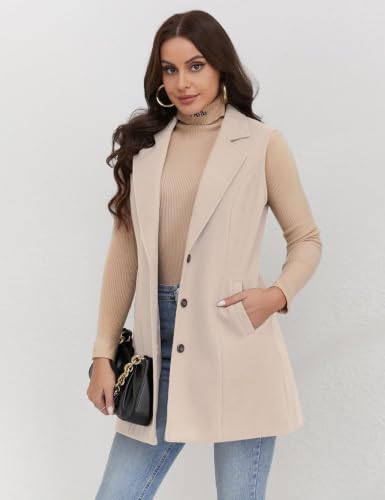 Image of IDEALSANXUN Plaid Vest for Women Fall Winter Sleeveless Blazer Jackets
