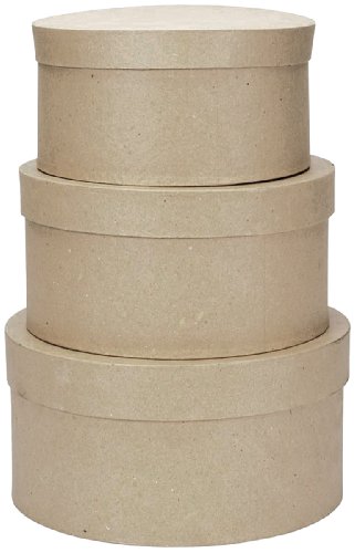 Darice 2849-04 Value Pack Round Paper Mache Box Set, 4, 5 & 6