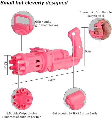 Image of Automatic Bubble Gatling Gun | High-Output Multi-Nozzle Bubble Machine with Easy Grip Handle, Bubble Tray & Solution Bottle | Outdoor Fun Toy for Kids