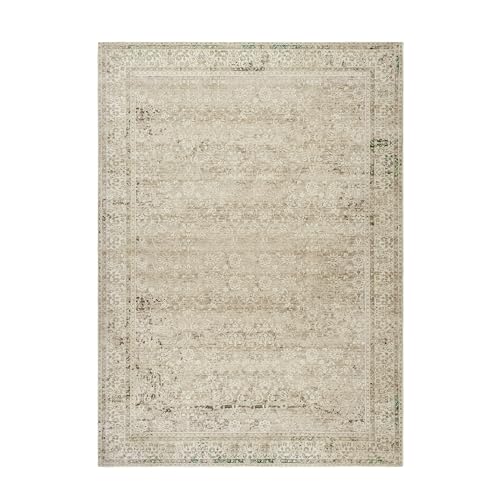 BILEEHOME Boho Cream Area Rugs 6x9 for Bedroom Washable Floral Neutral Modern Rug for Living Room,Light Beige and Tan Brown