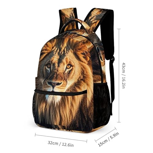 3-in-1 Backpack Set with Lunch Bag & Pencil Case, A Lion Backpack with Front Pocket, Insulated Lunch Tote, Large Capacity Pencil Pouch2