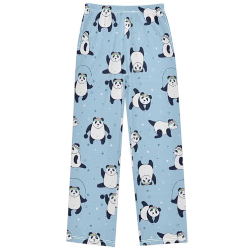 Boy's Pants Panda Sport Cute Bear Blue Jogger Pants Elastic Waist Long Bottoms Trousers with Pockets 6-14 Years - Main Image