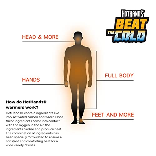 Hothands Body Warmers With Adhesive - Long Lasting Safe Natural Odorless Air Activated Warmers - Up To 12 Hours Of Heat - 40 Individual Warmers #TOP6