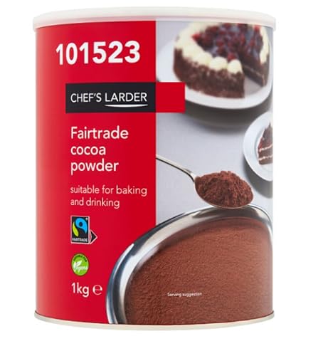 Chef's Larder Fairtrade Cocoa Powder, 1 kg Suitable for baking and drinking Catering Bistro Resturant-Cocoa Powder for Baking, Hot Chocolate & Ceremonial Use – Rich in Antioxidants,Vegan & Gluten Free