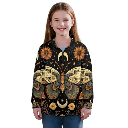 Image of AmzPrint Girls Graphic Quarter Zip Coat Long Sleeve Lightweight Oversized Athletic Running Hoodies For Kids Teen Girls