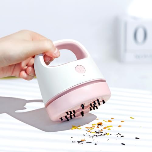 Aspiradora de escritorio para limpiar oficina y hogar con carga USB blanca 5