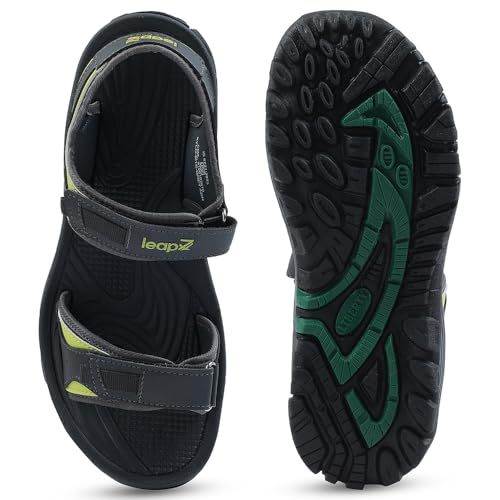 Image of Liberty Leap7x XYLO-M1E Men Sporty Casual Sandals, Grey - Sporty Look Sandals for Men with Velcro Strap - Stylish Sandal for Man - Lightweight and Comfortable Footwear
