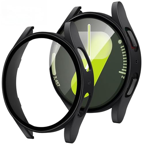 Image of VEMIGON Hard PC Case Compatible with Samsung Galaxy Watch 7 2024 Screen Protector Case 40mm, High Sensitive Protective Face Cover with Bumper Built-in Tempered Glass Film - (40mm Black)