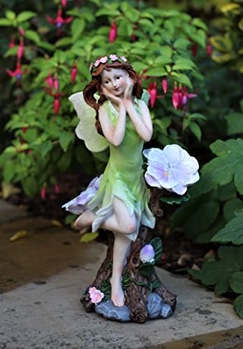 HH Home Hut Garden Solar Ornament Cherub Fairy Angel Figurine Colourful Statue 35 cm Tall