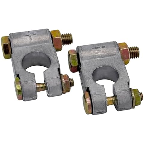 Lead Alloy Military Spec Battery Terminal Connectors, Ampper Top Post Battery Terminals Clamp Set for Marine Car Boat RV Vehicles (1 Pair) Cover
