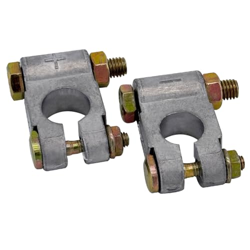 Lead Alloy Military Spec Battery Terminal Connectors Ampper Top Post Battery Terminals Clamp Set for Marine Car Boat RV Vehicles (1 Pair)