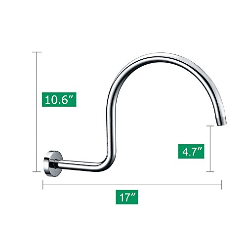 Shower Arm Extension By Purelux High Arc Long Reach Water Outlet Pj1612 Stainless Steel Shower Arm With Gasket Flange, Brushed Nickel Finish 17 Inches #TOP3
