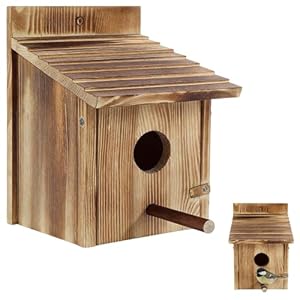 Wooden Bird House, 15x15x22 Large Bird Houses for Garden, Outdoor Hanging Bird Boxes for Gardens with Detachable Perch, Birdhouse for Robin Budgie Swallow Sparrow Finch, Small & Medium Birds