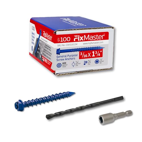 FixMaster 3/16 x 1-3/4 Hex Head Concrete Screw Anchor