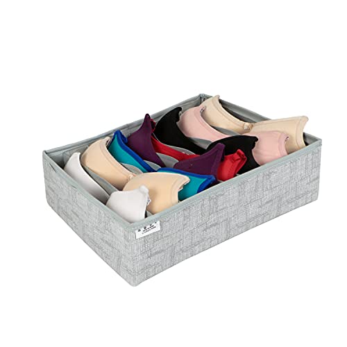 Image of HOKIPO Fabric Undergarment Organizer Storage Box For Drawers Bra Panty Socks Tie Lingerie Organizer For Wardrobe (In-335-Gry)