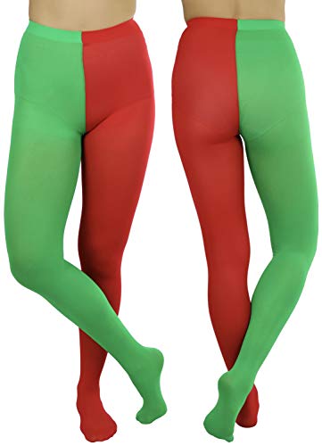 Image of ToBeInStyle Women's Two Toned Vibrant Jester Contrast Opaque Multicolored Tights