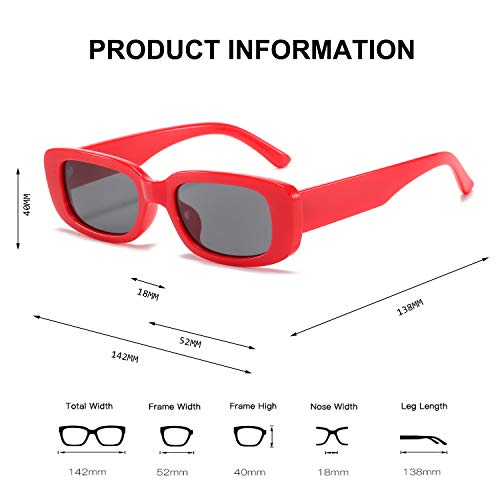 Image of BUTABY Rectangle Sunglasses for Women Retro Driving Glasses 90's Vintage Fashion Narrow Square Frame UV400 Protection