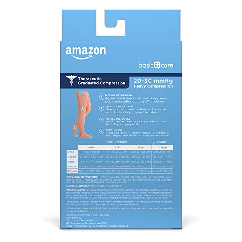 Amazon Basic Care Medical Compression Stockings, 20-30 Mmhg Support, Women & Men Thigh Length Hose thumb #1