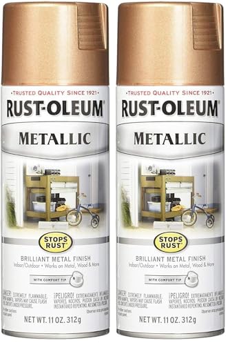 Image of Rust-Oleum 286564 Stops Rust Metallic Spray Paint, 11 oz, Rose Gold (Pack of 2)