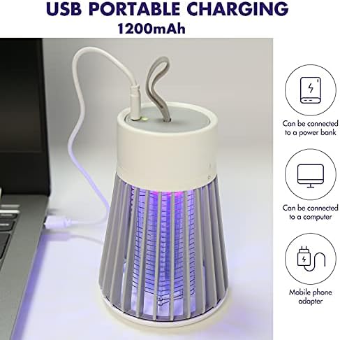 LLASSAY Bug Zapper Indoor Electric Mosquito Traps Zapper and Fly Killer with Hanging Loop Bug Light Portable Fly Traps for Indoor & Outdoor,Backyard,Patio,Camping, Gray