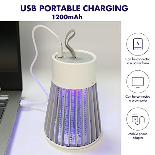 LLASSAY Bug Zapper Indoor Electric Mosquito Traps Zapper and Fly Killer with Hanging Loop Bug Light Portable Fly Traps for Indoor & Outdoor,Backyard,Patio,Camping, Gray