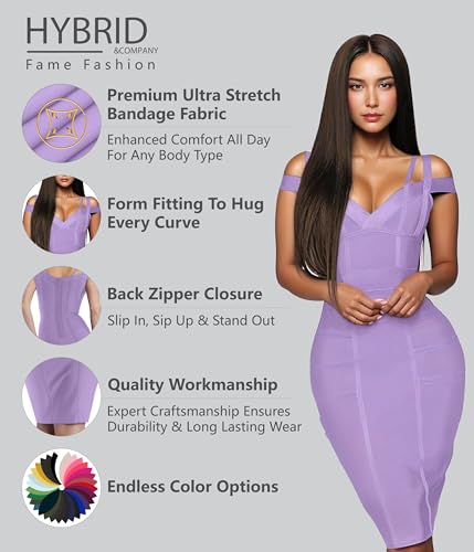 Image of Hybrid & Company Women's Elegant Bandage Dress | Stretch fabric, flattering bodycon fit, elegant silhouette, suitable for cocktail parties, events, and special occasions