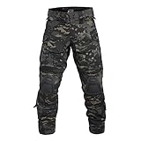 Material: Die taktische Hose besteht aus 50% Baumwolle und 50% Polyester, mit einer spritzwassergeschützten Teflonschicht und einem kratzfesten 5050-Stoff in Tarnqualität.