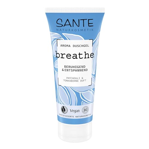 SANTE Naturkosmetik Breathe Aroma Duschgel Patchouli & Tonkabohne - 200 ml - beruhigendes Shower Gel mit natürlichen Düften - vegan & dermatologisch getestet - entspannende Pflegedusche