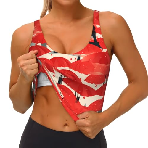 Chaleco de yoga para mujer HYTTER con estampado de Torre Eiffel y paraguas rojo en talla M 2