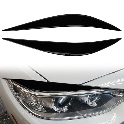 Glossy Black Headlight Eyelids Eyebrows, PSLER Headlight Cover Headlights Eyebrows Trim Front Light Trim Decoration Compatible with F80 M3 F82 F83 M4 F32 F33 F36 2014-2018