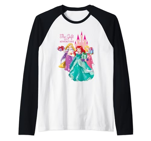 T-shirt Disney Princess Ariel Rapunzel Aurora Holiday Raglan Baseball Tee pour enfants et ados