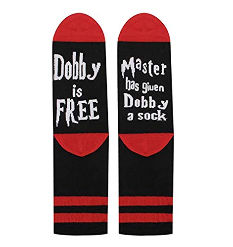 Novelty Funny Saying Crew Cotton Socks with Letter Master Has Given Dobby