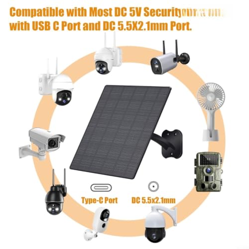 Panel solar para cámaras de vigilancia 5V con recubrimiento de ETFE y conector tipo C resistente 5