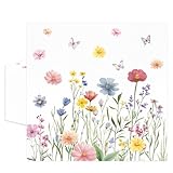 50 Pcs Wildflower Paper Napkins 6.5 x 6.5 Inches, Floral Disposable Luncheon Dinner Party Napkins Cocktail Napkin for Picnic Wedding Baby Shower Bridal Shower Birthday Tea Party Decorations