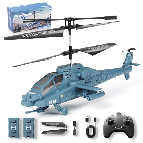 Remote Control Helicopter,Rc Helicopter for Adults&Kids,Military Remote Control Airplane Toy with LED Lights,2 Batteries&USB-C Charging,2 Speed Modes,Altitude Hold,Rc Toy Helicopter Gift for Boys