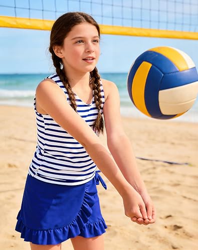 Image of Girls Swimsuits 3 Piece Tankini Bathing Suit Set Cute Bikini Swimwear with Cover Ups Beach Skirt 5-16 Years