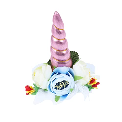 HEMOTON Funny Unicorn Pet Hat Soft Comfortable Cosplay Props for Cat Dog Adorable Pink Horn Design for Parties Birthdays Photo Shoots