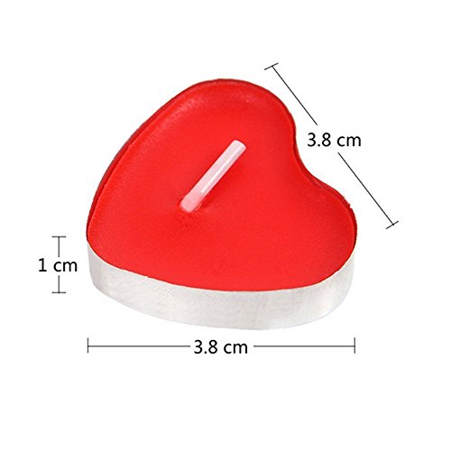 Scented Candles Set of 50 Heart-Shaped Love Candles for Birthday Parties 3.8 x 3.8 x 1 cm (Red)