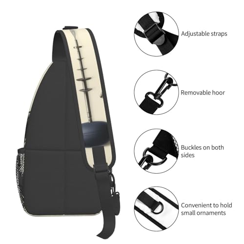 Bolso Sling negro para hombre y mujer, mochila pequeña cruzada miniatura 4