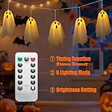 Zodight Ghosts of Halloween String Lights, 3M 10LED Hanging Ghosts 8 Modes Fairy Light with Remote Control, Battery Operated Decoration Indoor Outdoor for Halloween Decoration - Image 7