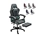 CUORY Silla Gamer Escritorio Ergonómica Reposapiés Ejecutiva | Ajuste de Altura | Reclinable Gaming Oficina Silla de Juegos de computadora con Giratorio | Reposacabezas y Almohada Lumbar (Negro/Gris)