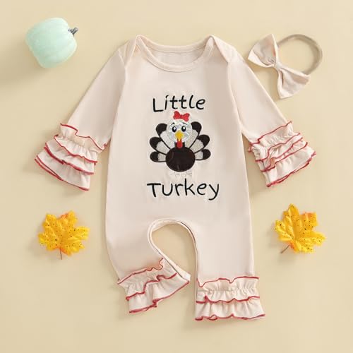 Thanksgiving Baby Girl Outfit My First Thanksgiving Little Turkey Romper Onesie Fall Newborn Christmas Clothes2