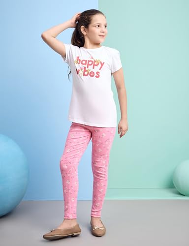 Image of Amazon Brand - Symbol Girl's Cotton Ribbed Stretchable Leggings | Ankle Length | Aged 2-14 Years