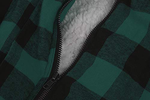 Imily Bela Womens Draped Open Front Lapel Sleeveless Plaid Vest Waterfall Cardigan Jackets with Pockets Green