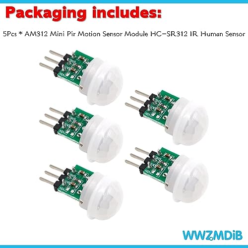 WWZMDiB 5Pcs AM312 Mini Pir Motion Sensor Module HC-SR312 IR Human Sensor for Arduino - Image 3
