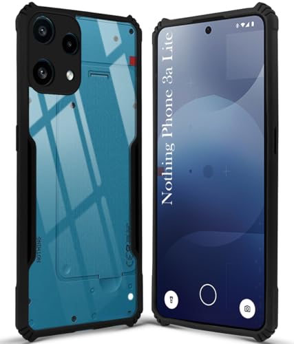 Image of Jkobi Hybrid Back Cover Case for Nothing Phone 3A Lite (Shockproof with Polycarbonate Clear Panel | Professional Black)