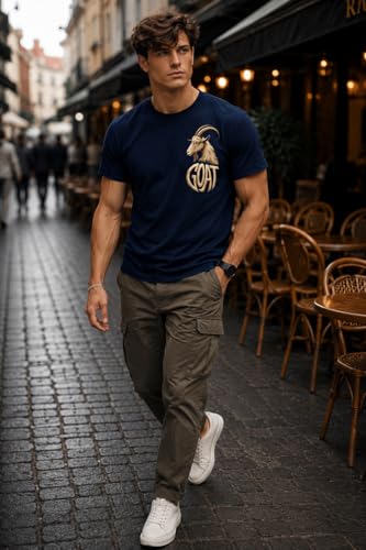 Image of INKKR Regular Fit Half Sleeves Round Neck Typographic Printed Cotton T-Shirt